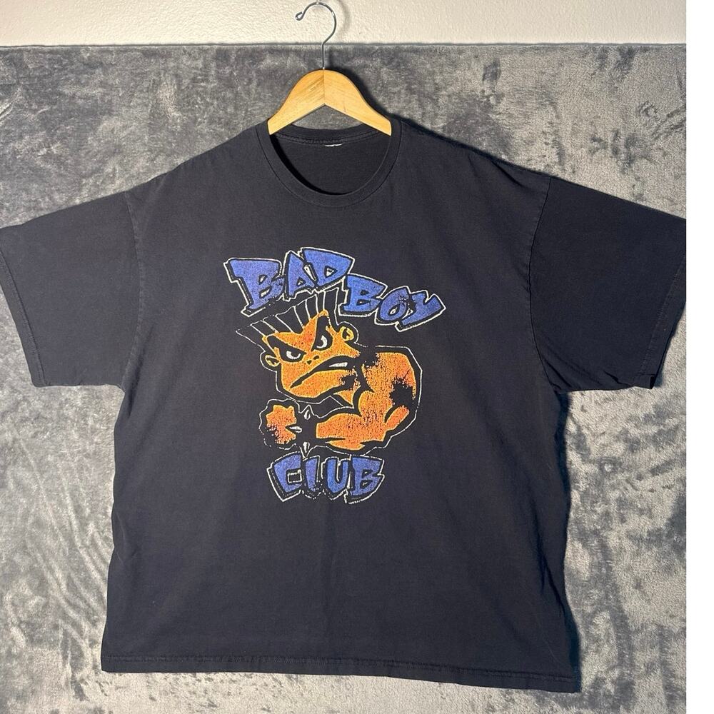 Streetwear x VTG 90s Bad Boy Club T Shirt XXL Black/Blue/Orange Logo Skate Surf